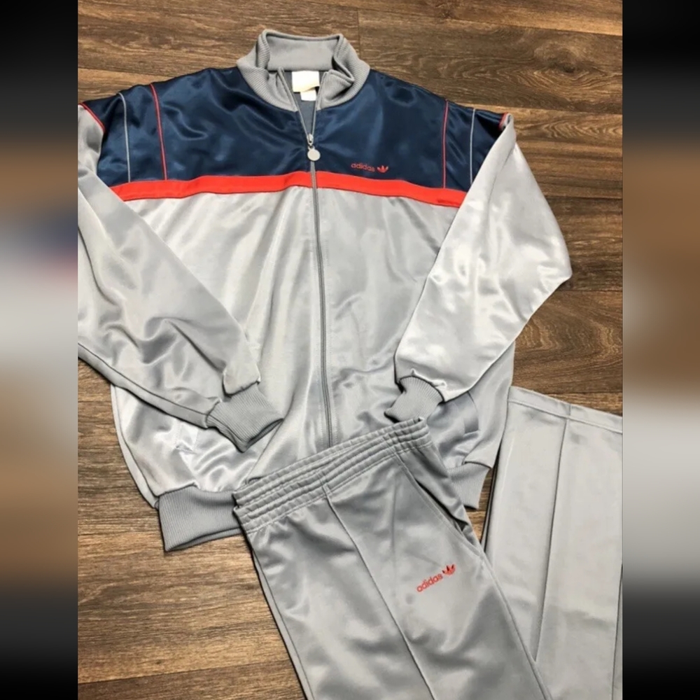Vintage Adidas Mens Blue Silver Tracksuit XL